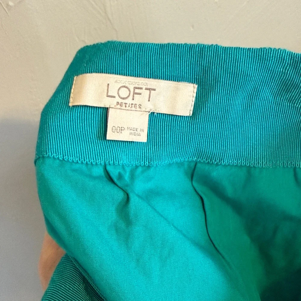 LOFT green teal lace pencil skirt